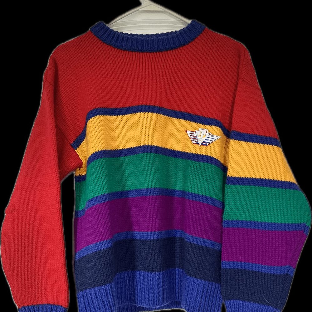 Authentic Vintage 80s Hobie Sweater Multicolor Colorblock Classic Medium